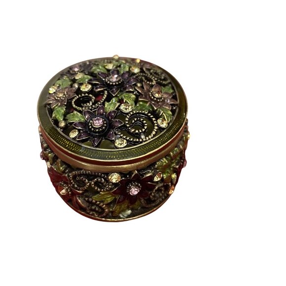 Folio Home Genuine Austrian Crystal Filligree Purple Flower Box NWT - Picture 9 of 13